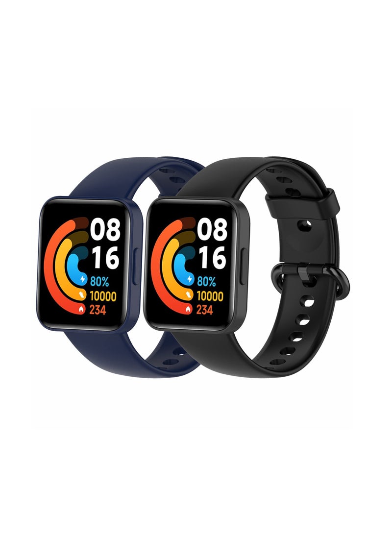 Anmi 2 Straps Compatible with Redmi Watch 2 Lite & POCO Watch & Xiaomi Mi Watch 2 Lite Silicone Strap for Men, Women  - Image 1
