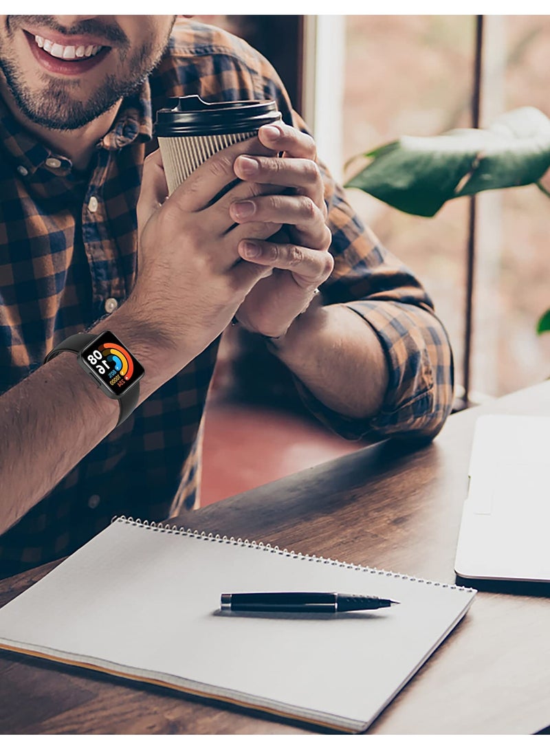 2 Straps Compatible with Redmi Watch 2 Lite & POCO Watch & Xiaomi Mi Watch 2 Lite Silicone Strap for Men, Women