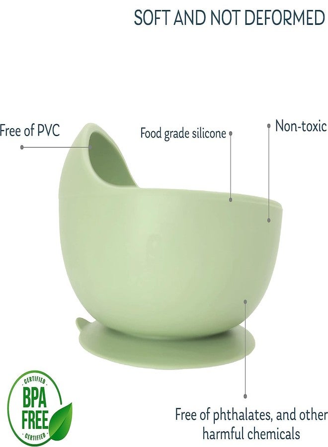 LeafLoom Baby Feeding Set, 1 Pack Baby Bowls with Suction and 1 Pack Baby Spoons for Babies Toddlers Kids, BPA Free, Baby Utensils Feeding Supplies, Microwave and Dishwasher Safe (Green 1 Set) - Image 2