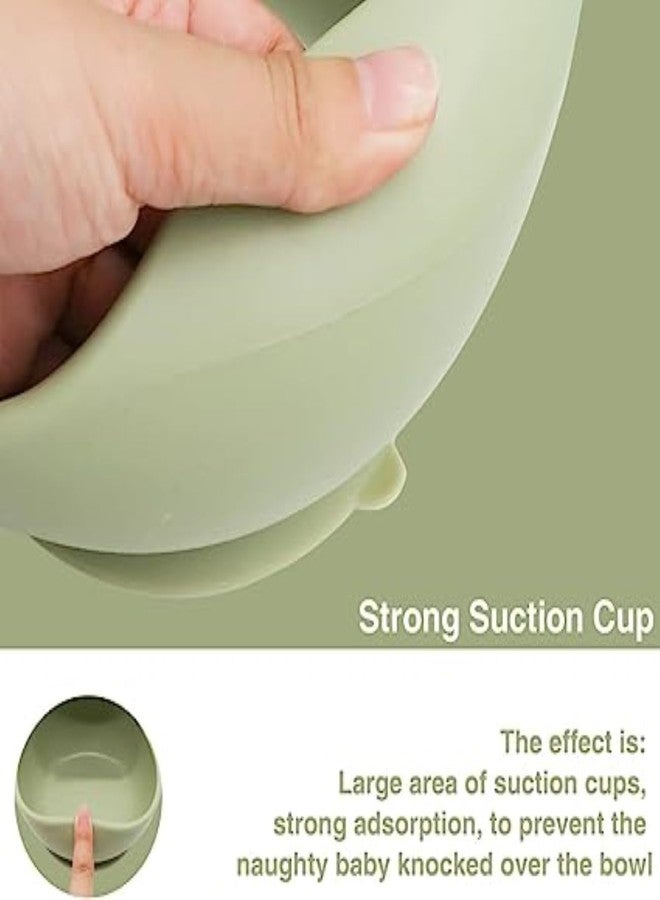 LeafLoom Baby Feeding Set, 1 Pack Baby Bowls with Suction and 1 Pack Baby Spoons for Babies Toddlers Kids, BPA Free, Baby Utensils Feeding Supplies, Microwave and Dishwasher Safe (Green 1 Set) - Image 4