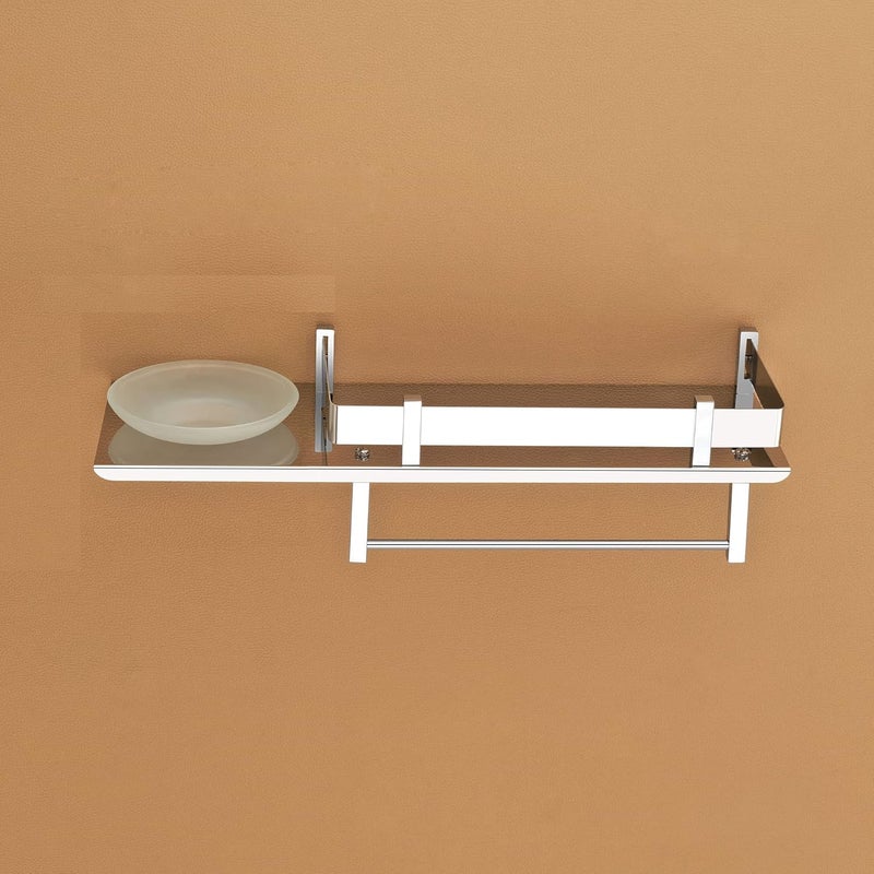 SmartSlide SmartSlide Stainless Steel Multipurpose Bathroom Shelf with Unbreakable Plastic Soap CaseWall ShelfSoap DishTowel HangerBathroom StandSoap CaseBathroom Accessories 15 x 5 Inches  - Image 3
