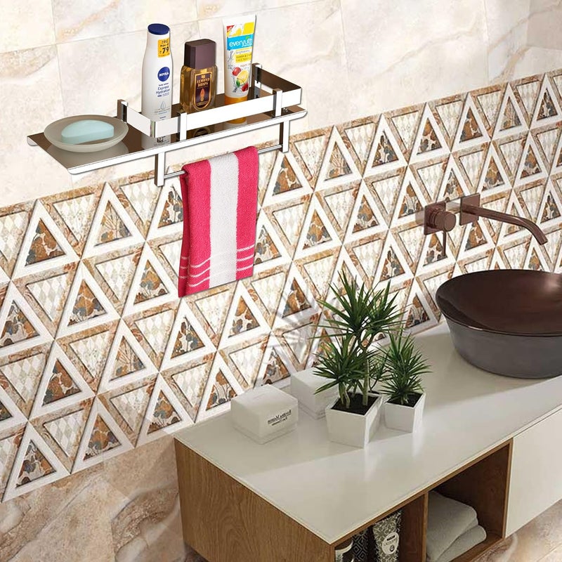 SmartSlide SmartSlide Stainless Steel Multipurpose Bathroom Shelf with Unbreakable Plastic Soap CaseWall ShelfSoap DishTowel HangerBathroom StandSoap CaseBathroom Accessories 15 x 5 Inches  - Image 5