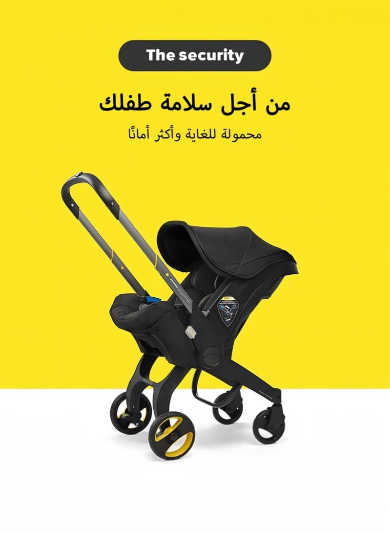 4-in-1 Baby Stroller Travel System with Infant Car Seat (2-16kg) | 2-Way Reversible Foldable Stroller | Integrated Rocking Bassinet & Carrier - Image 5