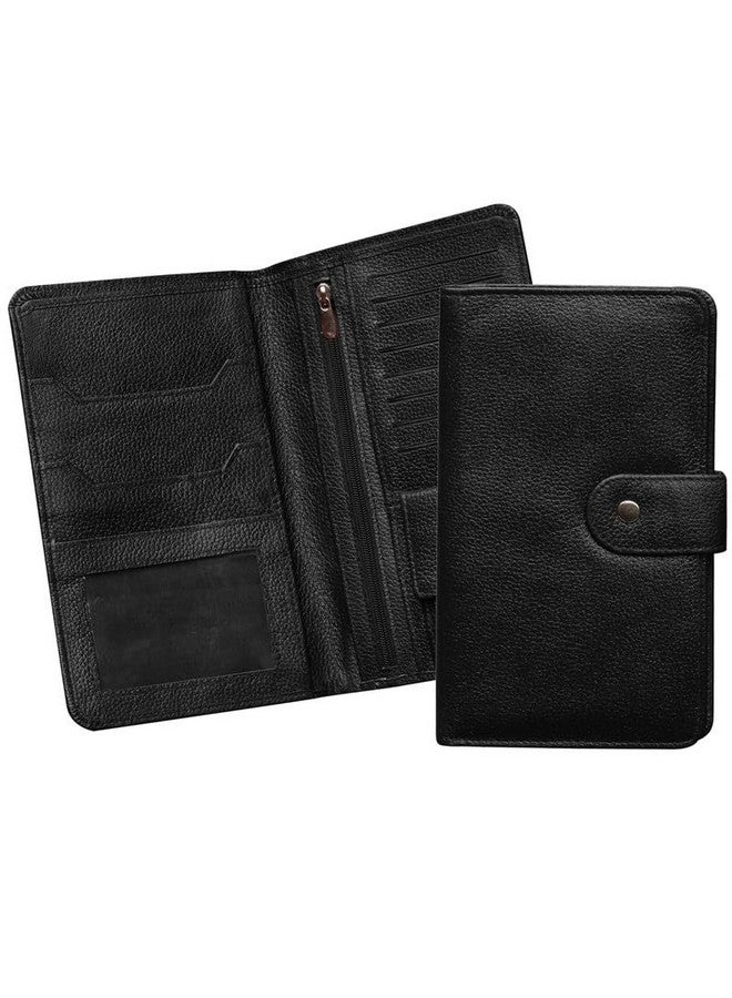 ABYS حامل جواز سفر طويل من الجلد الأصلي الأسود مع حماية RFID للرجال، حامل جواز سفر للجنسين للنساء - Image 1