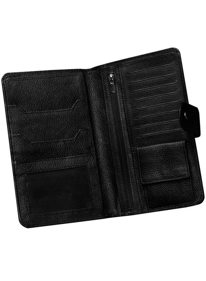 ABYS حامل جواز سفر طويل من الجلد الأصلي الأسود مع حماية RFID للرجال، حامل جواز سفر للجنسين للنساء - Image 5