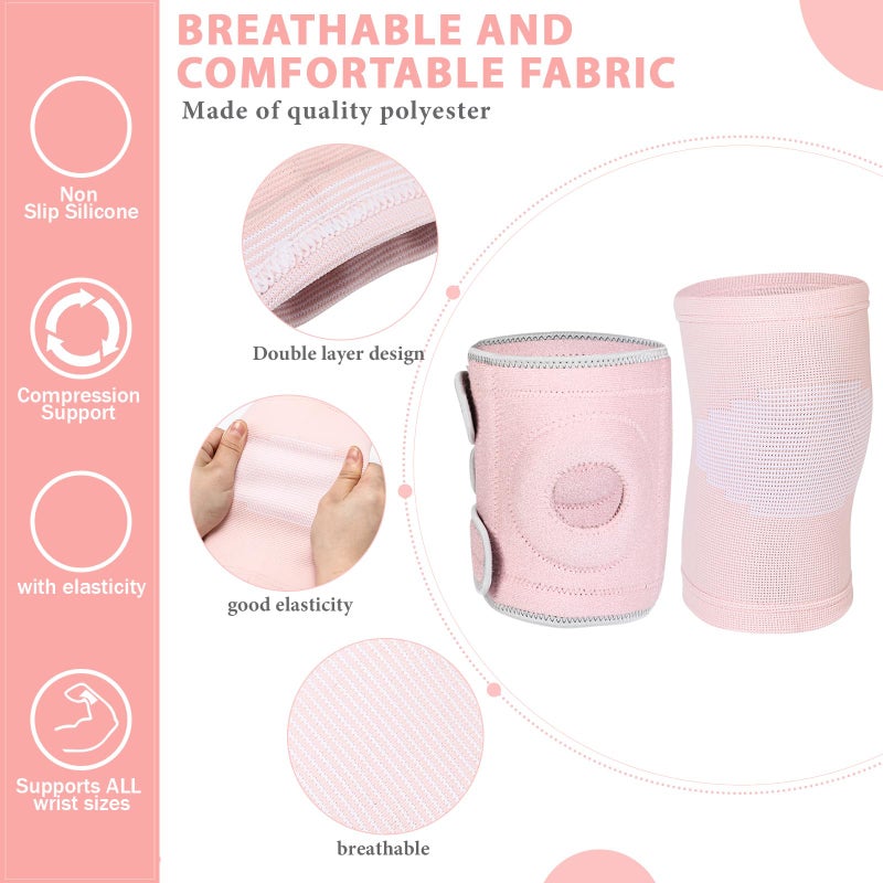 Relaxgiant 2 Pcs Kids Knee Brace, Youth Knee Compression Sleeve for Children Support for Boys Girls Basketball Volleyball Sports Gymnastics(Pink,Medium) - Image 3