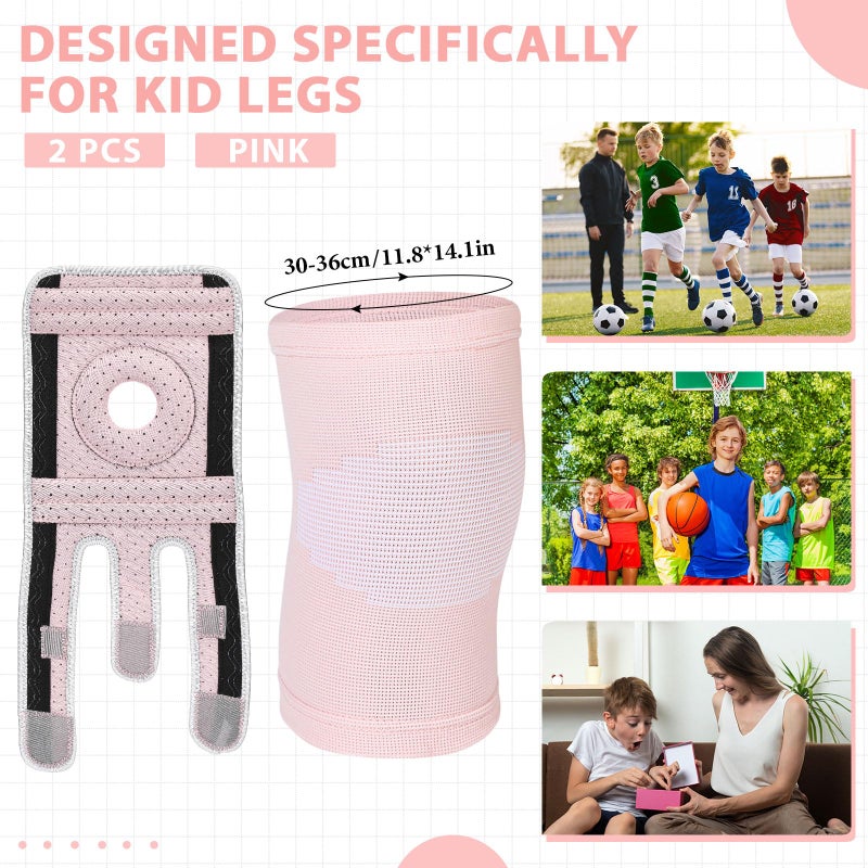 Relaxgiant 2 Pcs Kids Knee Brace, Youth Knee Compression Sleeve for Children Support for Boys Girls Basketball Volleyball Sports Gymnastics(Pink,Medium) - Image 2