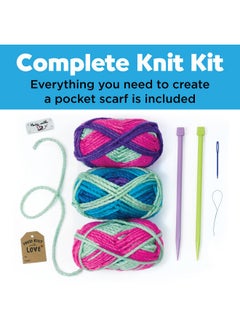 Creativity for Kids Learn To Knit Pocket Scarf Diy Knitting Kit For Beginners, Kids Craft Kit  - Image 3