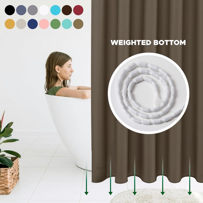 Biscaynebay Hotel Quality Fabric Shower Curtain Liners 72 Inch Width by 84 Inch Length, Taupe Water Resistant Bathroom Curtains, Rust Resistant Grommets Top Weighted Bottom Machine Washable - Image 2