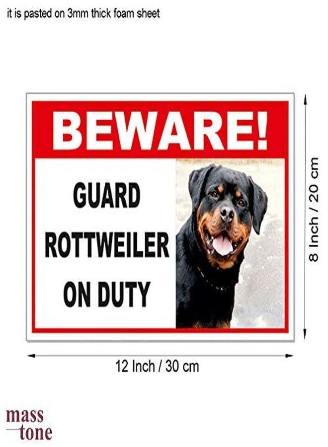 Masstone Beware of Dog Sign - 8x12 Inch | Dog Warning Sign with Rottweiler Design | Emergency Pack of 1 - Image 3