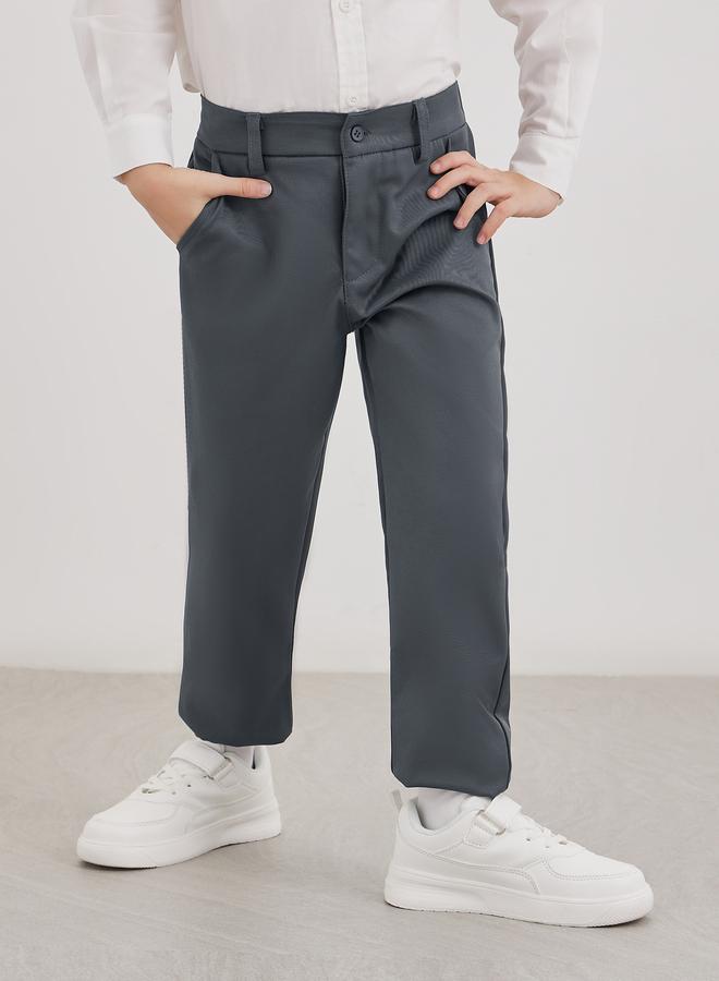 Styli Boys Charcoal Regular Fit Pants with Pockets - Image 1