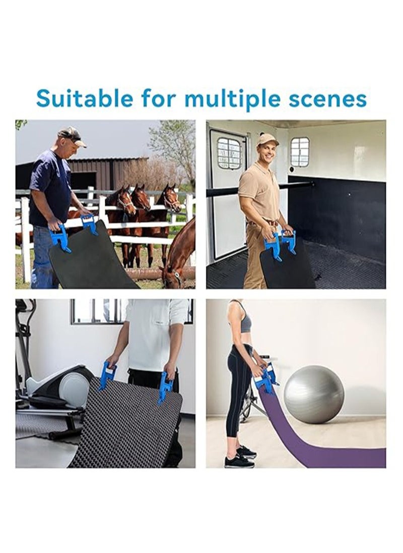 Apustim Pair Of Mat Handling Tools，Mat Grippers，Heavy Duty Stable Mat Handler For Horse Mats，Gym Mats，Trailer Mats And Rubber Mats，Ergonomic Mat Pullers，Great For Barns and Homes, Durable And Time，Saving (Blue)  - Image 2