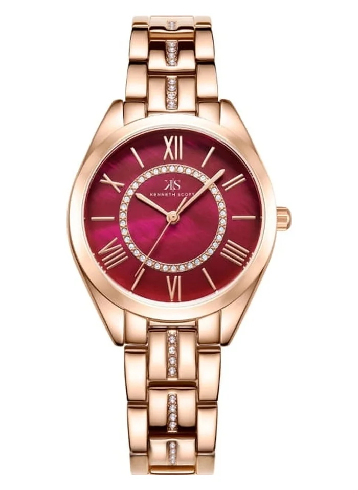كينيث سكوت Kenneth Scott K23510-RBKR Women's Analog Display Watch & Alloy Strap Rose Gold