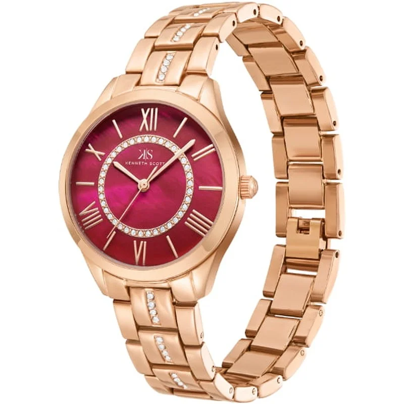 KENNETH SCOTT Women's Analog Display Watch With Rose Gold Alloy Strap - K23510-RBKR