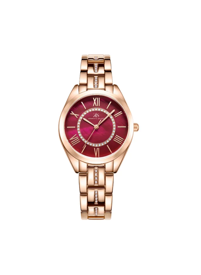KENNETH SCOTT Women's Analog Display Watch With Rose Gold Alloy Strap - K23510-RBKR