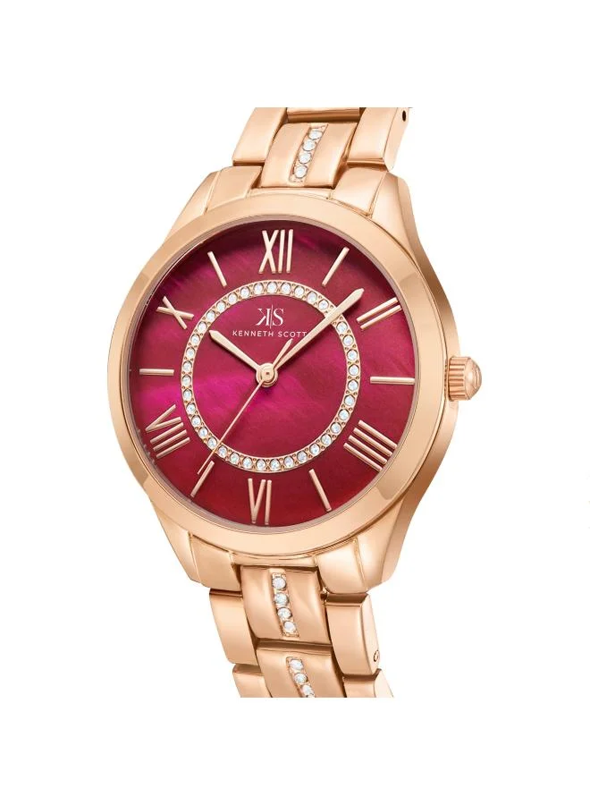 KENNETH SCOTT Women's Analog Display Watch With Rose Gold Alloy Strap - K23510-RBKR