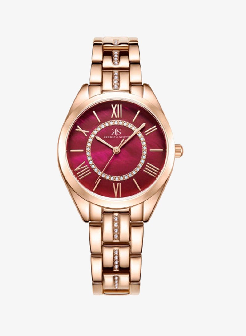 KENNETH SCOTT Women's Analog Display Watch With Rose Gold Alloy Strap - K23510-RBKR - Image 1