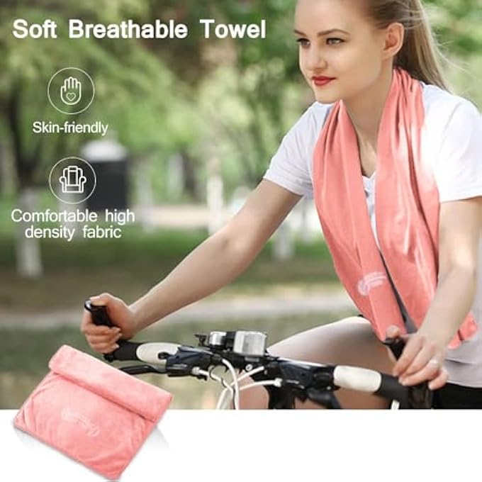 rayihni Microfiber Yoga Towel, Quick Dry & High Absorbent Sweet Towel For Gym,Beach,Travel,Super Soft Swimming Sports Towel With Independent Corner Design For Indoor And Outdoor-95X42Cm (Pink) - Image 4