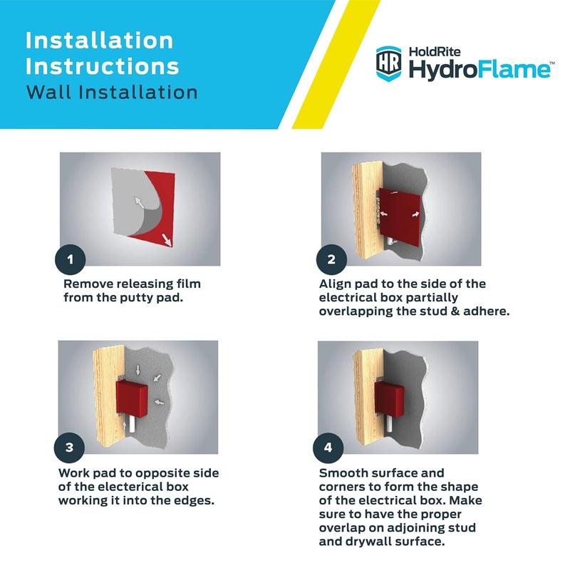 Holdrite HydroFlame 7 x 7 Inch Firestop Putty Pads, (Pack of 20) Fire-Rated, HF-PP-1 - Image 4
