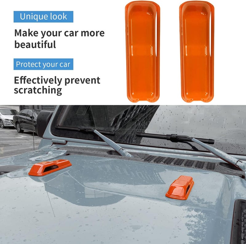 PEATOVIE Engine Hood Hinge Cover Accessories for 2018-2021 Jeep Wrangler & Gladiator - Orange - Image 2