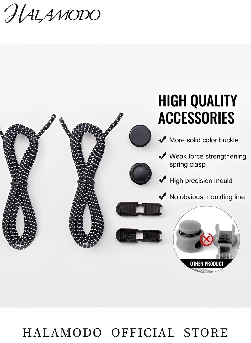 HALAMODO 2 Pairs of Elastic No Tie Shoelaces Tieless Shoe Laces One Size Fits All Quick Release Laces for Kids & Adults Shoes with Strong Lock & Round Shoestrings - Image 3