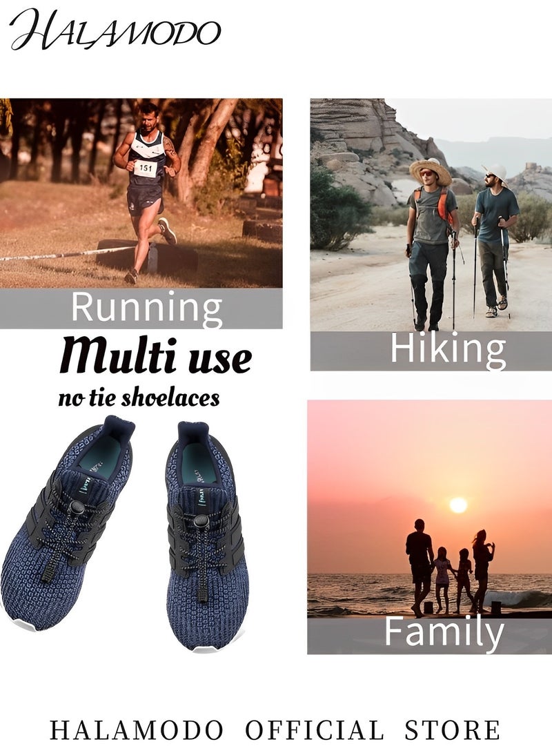 HALAMODO 2 Pairs of Elastic No Tie Shoelaces Tieless Shoe Laces One Size Fits All Quick Release Laces for Kids & Adults Shoes with Strong Lock & Round Shoestrings - Image 4