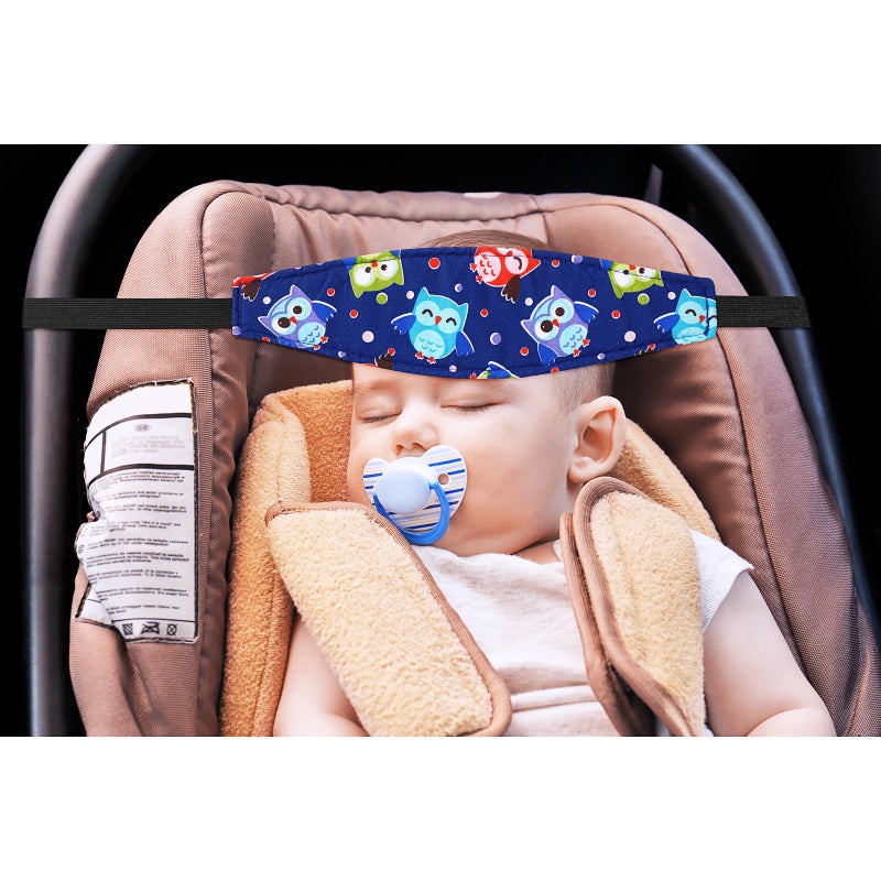 HESTYA 2 Pieces Baby Carseat Head Support Band Strap Headrest Stroller Seat Sleeping Headrest Neck Relief Head Strap Headband for Kids Children Toddler Infant(Elephant and Owl) - Image 4