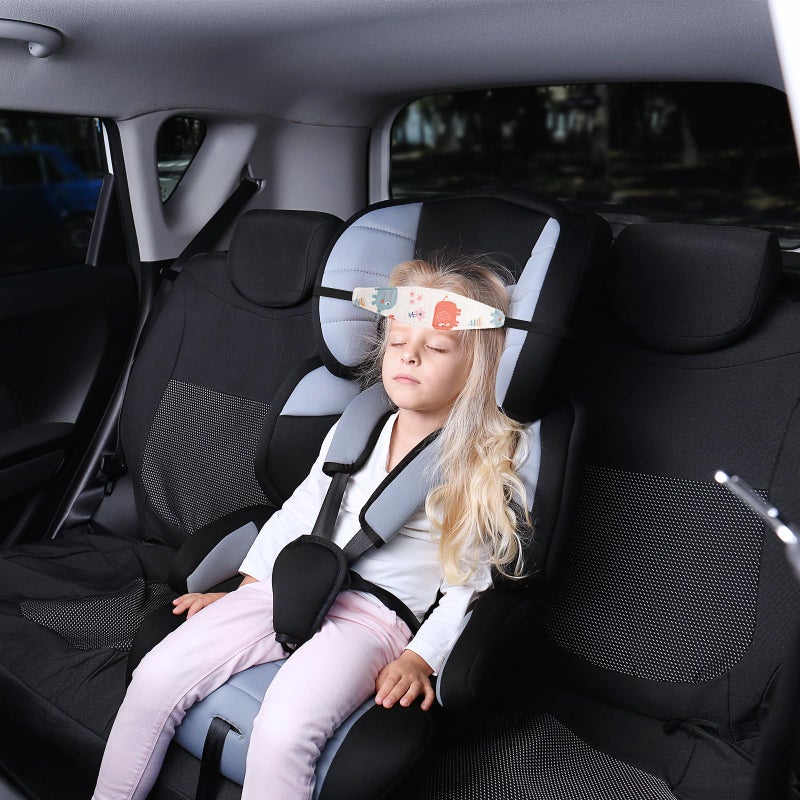 HESTYA 2 Pieces Baby Carseat Head Support Band Strap Headrest Stroller Seat Sleeping Headrest Neck Relief Head Strap Headband for Kids Children Toddler Infant(Elephant and Owl) - Image 5