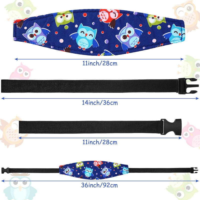 HESTYA 2 Pieces Baby Carseat Head Support Band Strap Headrest Stroller Seat Sleeping Headrest Neck Relief Head Strap Headband for Kids Children Toddler Infant(Elephant and Owl) - Image 2