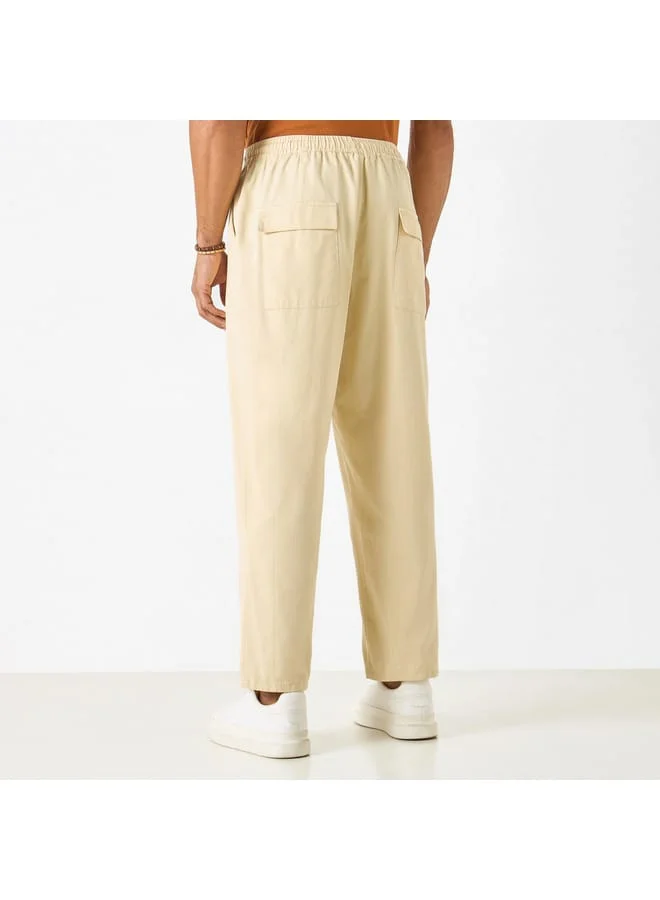 Iconic Solid Flexi Waist Regular Fit Joggers with Drawstring Closure and Pockets