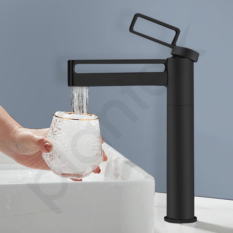 Plantex Pure Brass Wash Basin TapPillar Cock Tap for Wash Basin with Teflon TapeHot Cold Basin Tap 7881Matt Black - Image 4