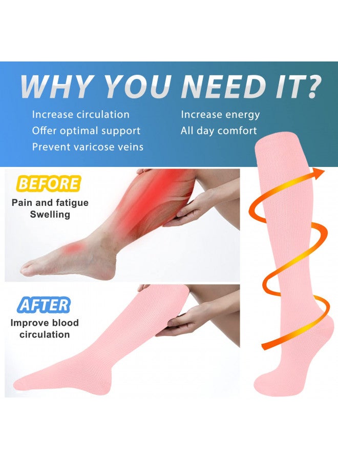 Aoliks Pink Compression Socks for Women & Men,Circulation Socks for Pregnancy Support Nurses Hiking - Image 1