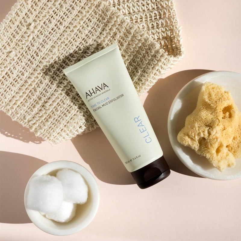 AHAVA وقت التنظيف مقشر الوجه بالطين 100 مل - كريم مقشر لطيف لبشرة متألقة - Image 5