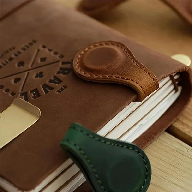 Strong 4pcs Bookmark Full Grain Leather Asymmetric Clip Paper Holder Durable Notebook Planner Accessory for Daily Use(Gray) - Image 3
