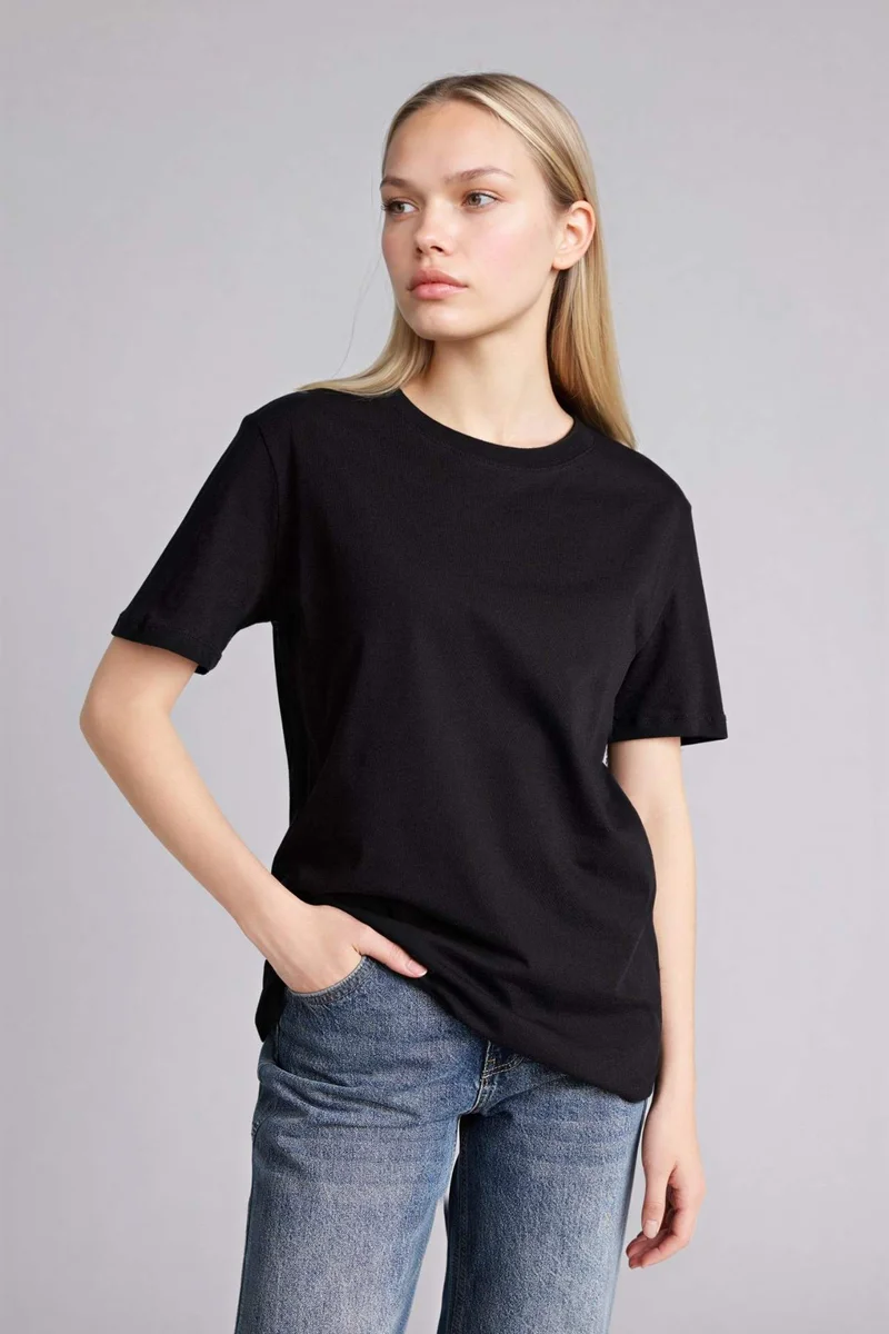 ديفاكتو Regular Fit Crew Neck Basic Short Sleeve T-Shirt
