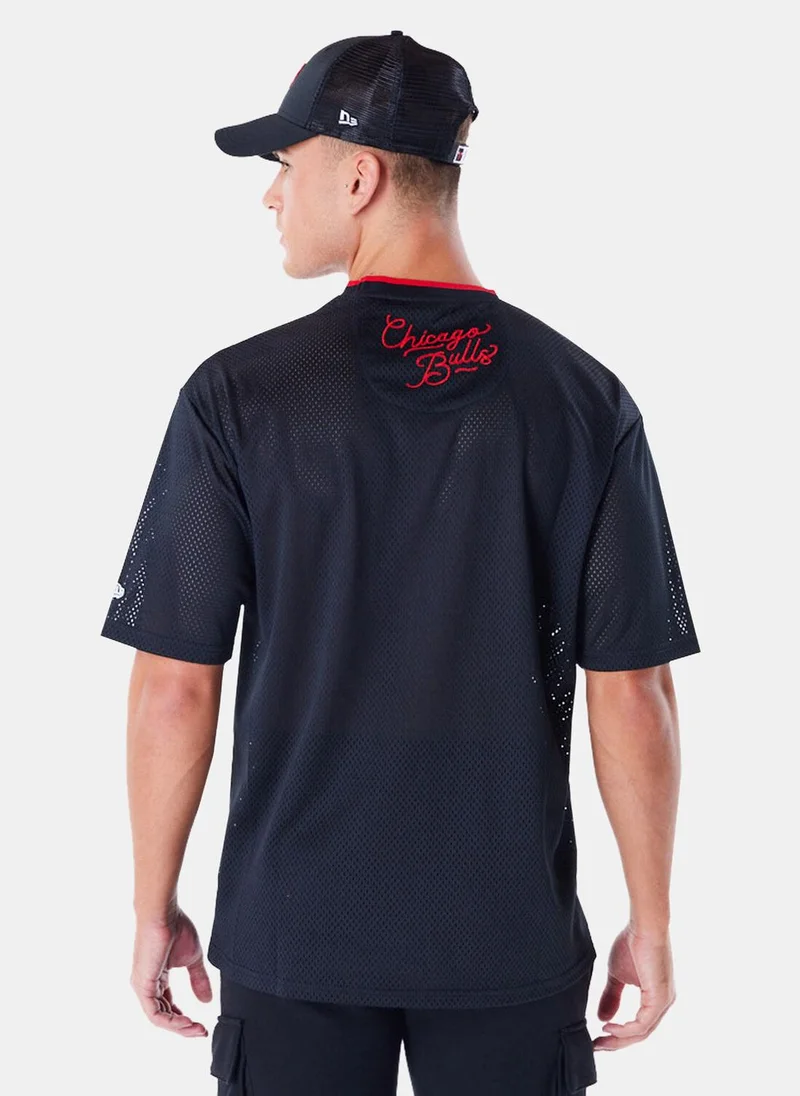 نيو ايرا Men's NBA Chicago Bulls Patch Mesh T-Shirt