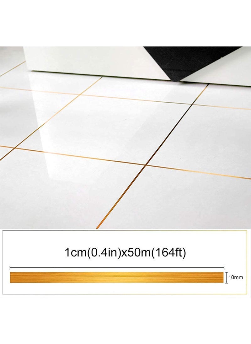 GION GION Home Tile Sticker Waterproof Gap Sealing Tape Strip SelfAdhesive Decoration Tape for Tiles and Wall Decor Tape 1cm x 50m Golden  - Image 2
