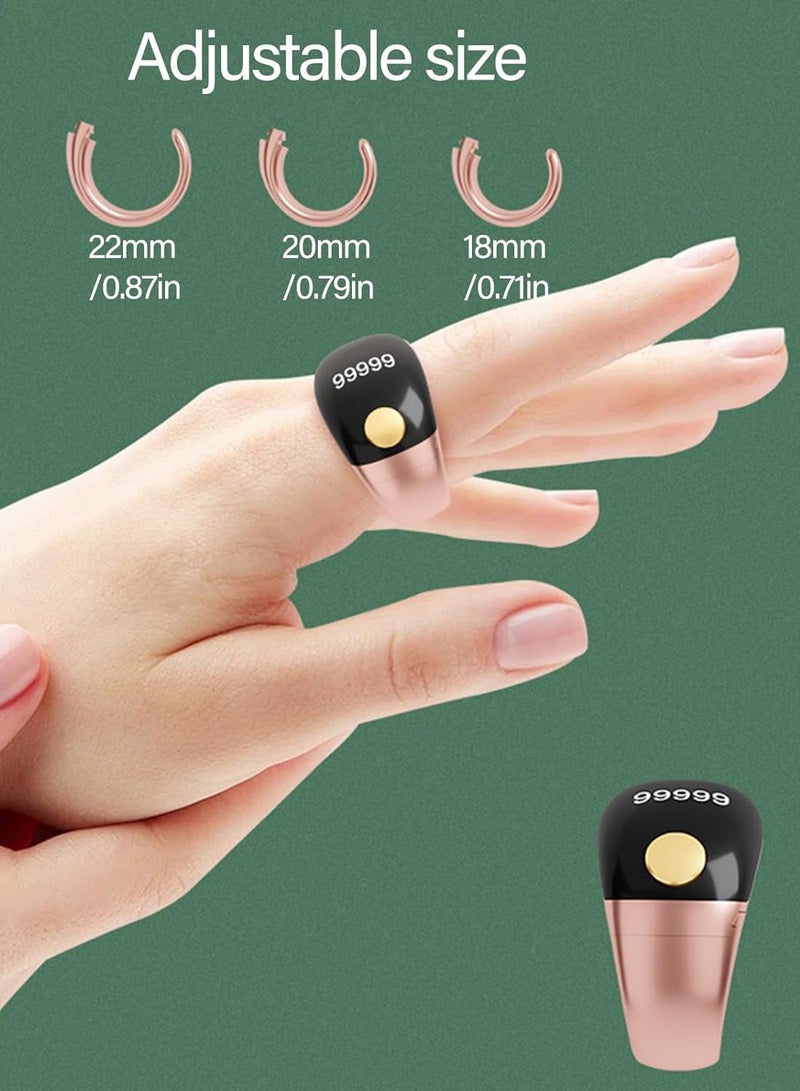 Tasbih Zikr Adjustable LCD Display Smart Ring Counter, Size (18mm 20mm 22mm ), Type-C Rechargeable, Adjustable Finger Counter With Self-locking Function (Glod). - Image 4