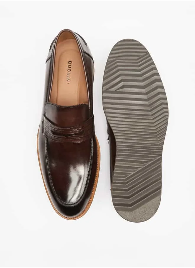 DUCHINI Men's Textured Slip-On Loafers