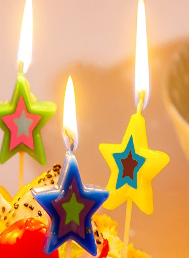 Aprildecember Mixed Star Candles, Multi-Color Cake Candle Toppers for Birthday Baby Shower Party Wedding Cake Decoration Supplies (Pack of 5) - Image 2