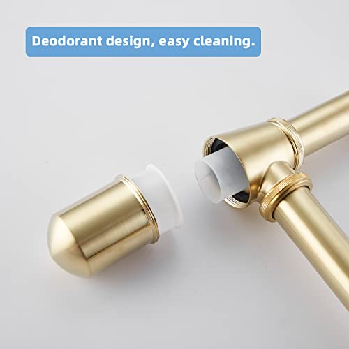 GORDEE Bathroom Sink Stopper Bottle P Trap, Brass Core 1-1/4 inch Slip Inlet Drain Complete Kit, Lavatory Sink Stopper Set w/Overflow, Gold - Image 5