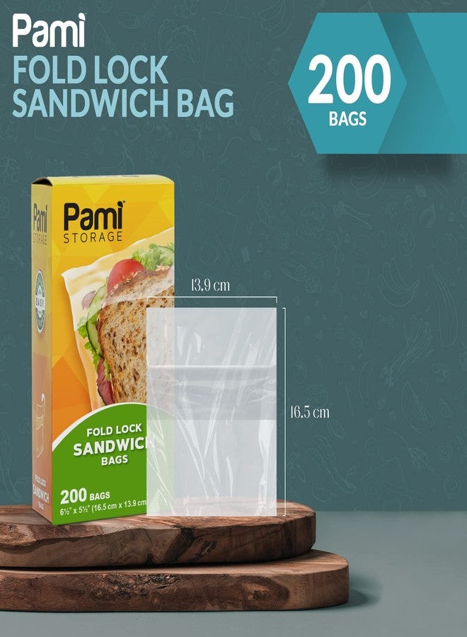 PAMI Fold Top Sandwich Bags [200 Pieces], Disposable Plastic Sandwich Bags No Zipper, Easy Open Fold Top Baggies for Lunch, Snacks, Fruits - Image 2