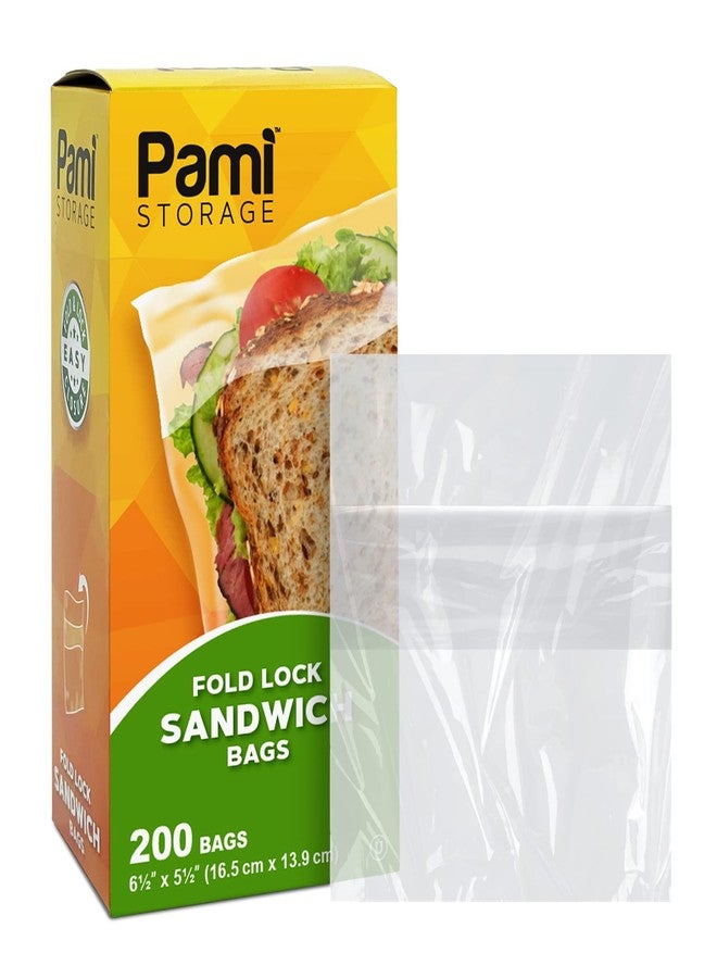 PAMI Fold Top Sandwich Bags [200 Pieces], Disposable Plastic Sandwich Bags No Zipper, Easy Open Fold Top Baggies for Lunch, Snacks, Fruits - Image 1