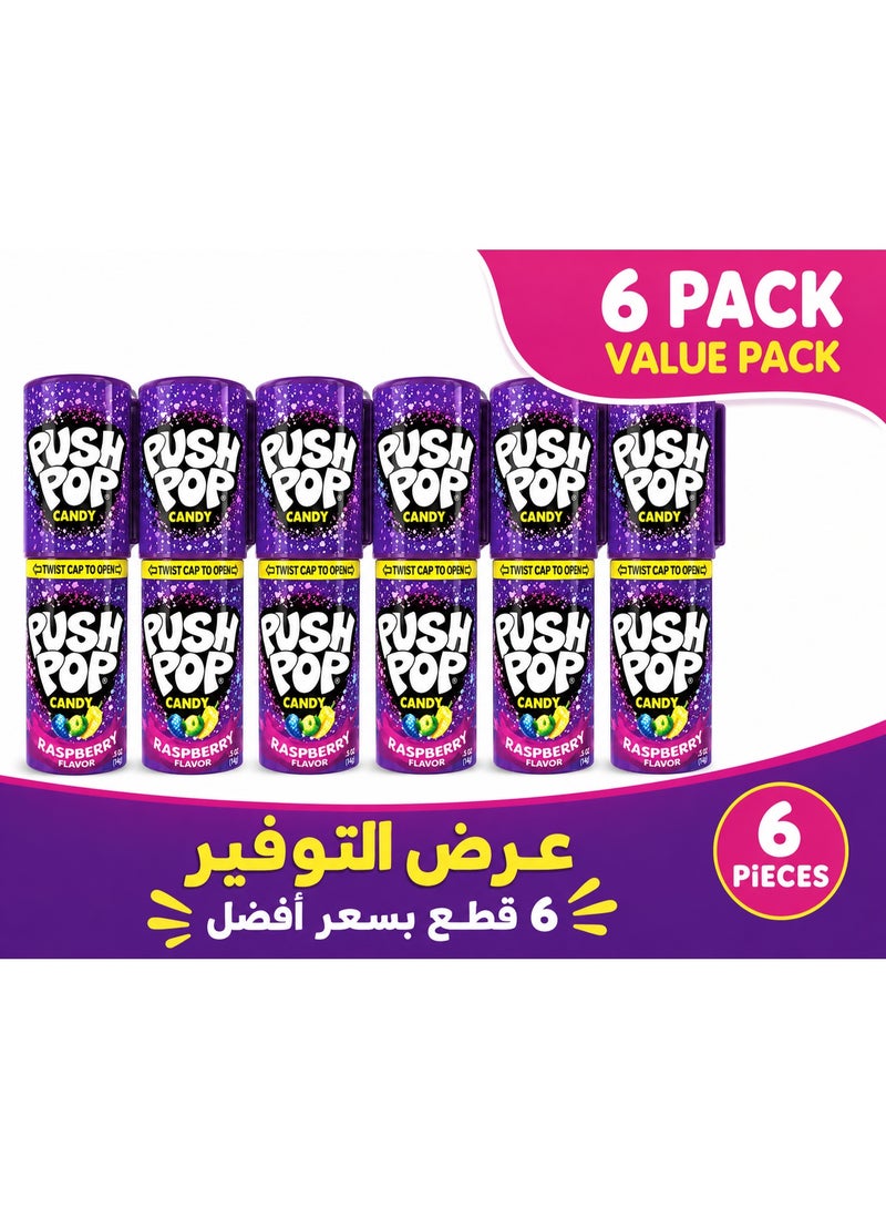 بوش بوب مصاصات الدفع بنكهة التوت (Push Pop Candy) – عبوة توفير 6 قطع | حلوى تفاعلية قابلة للإغلاق وإعادة الاستخدام | نكهة توت لذيذة ومنعشة | سناك للأطفال والحفلات والمدارس والهدايا - Image 1