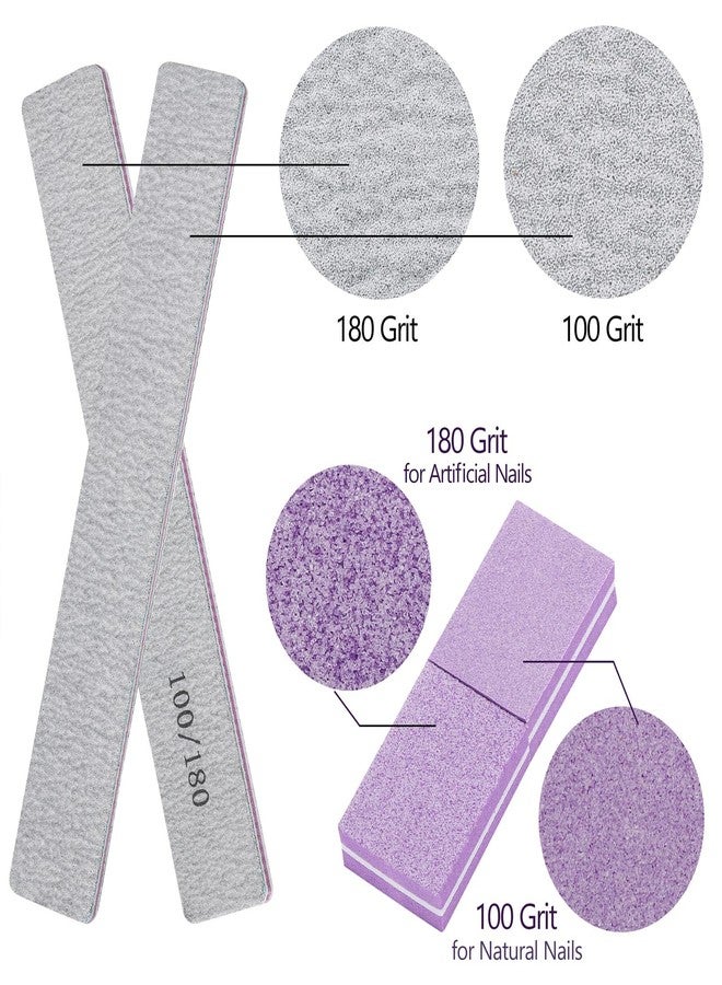 Tbestmax 25 Pcs Nail Files for Acrylic Nails and 50 Pcs Mini Buffer Block File, 100/180 Grit Nail Buffer Double Sides Emery Boards Fingernail Files - Image 3