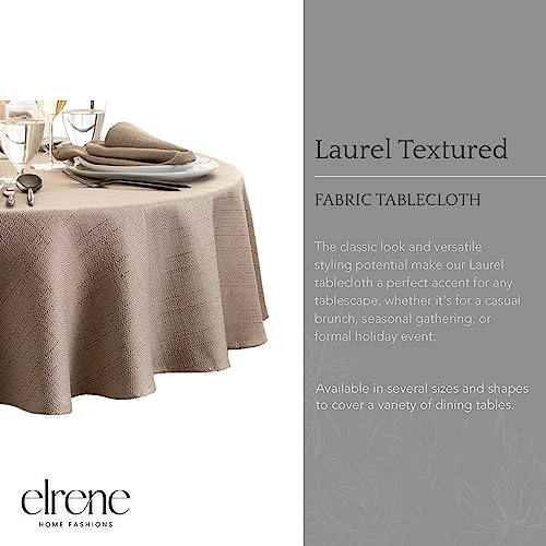 Elrene Home Fashions Laurel Solid Texture Water and Stain Resistant Tablecloth 60X84 Oval Taupe - Image 3