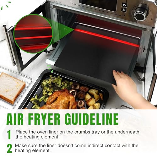 ThreadNanny بطانات فرن التوست القابلة لإعادة الاستخدام لفرن الهواء نينجا، حصيرة مقاومة للحرارة 3 عبوات، متوافقة مع فرن الهواء كويزينارت 12"x12"، حصائر مربعة غير لاصقة ثقيلة. - Image 3