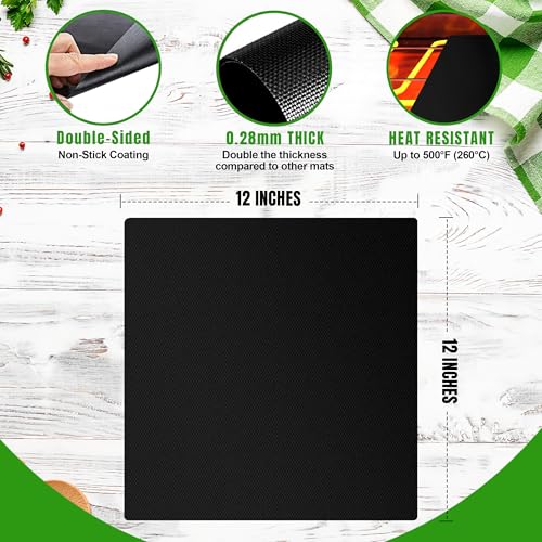 ThreadNanny بطانات فرن التوست القابلة لإعادة الاستخدام لفرن الهواء نينجا، حصيرة مقاومة للحرارة 3 عبوات، متوافقة مع فرن الهواء كويزينارت 12"x12"، حصائر مربعة غير لاصقة ثقيلة. - Image 5