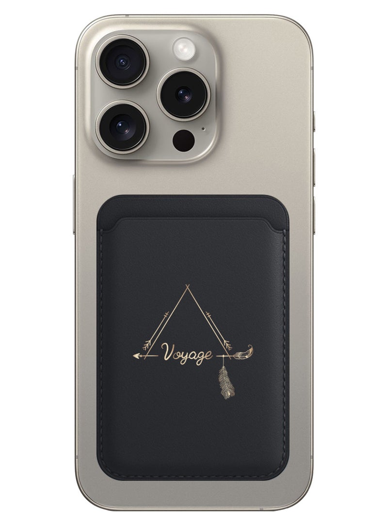 Theodor Magnetic Wallet, Compatible with MagSafe Wallet, for iPhone Wallet, for iPhone 16/15/14/13/12 Series, Not for iPhone 13/12 mini, 3 Card Holder, Vegan Leather, Black - Voyage - Image 1