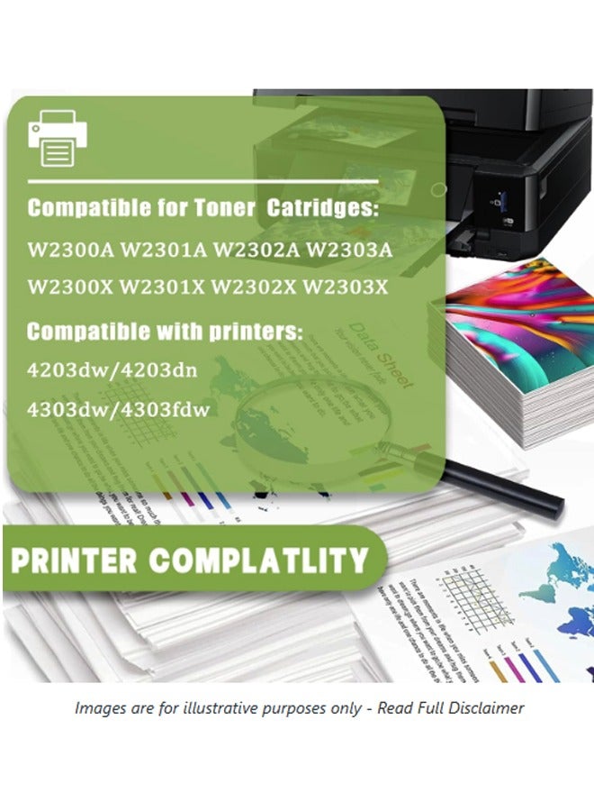 Office Maker Office Maker Compatible 230A Full set Toners Cartridge Replacement for W2300A W2301A W2302A W2303A Toner Cartridge,for HP Color Laserjet Pro 4203dw MFP 4303fdw Printer (4-Color Value Pack)  - Image 2